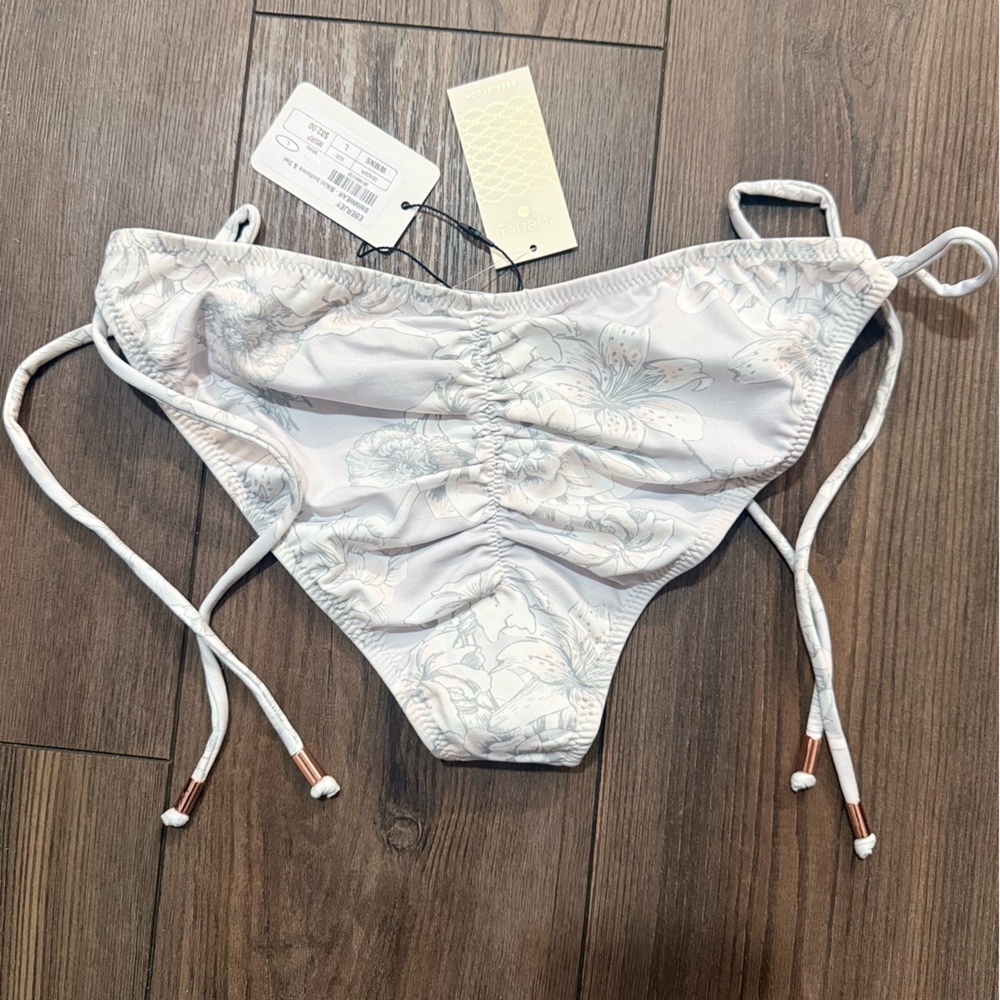 Eberjey Floral Side Tie Bikini Bottom White Large NWT Luxury Swim - Picture 4 of 4